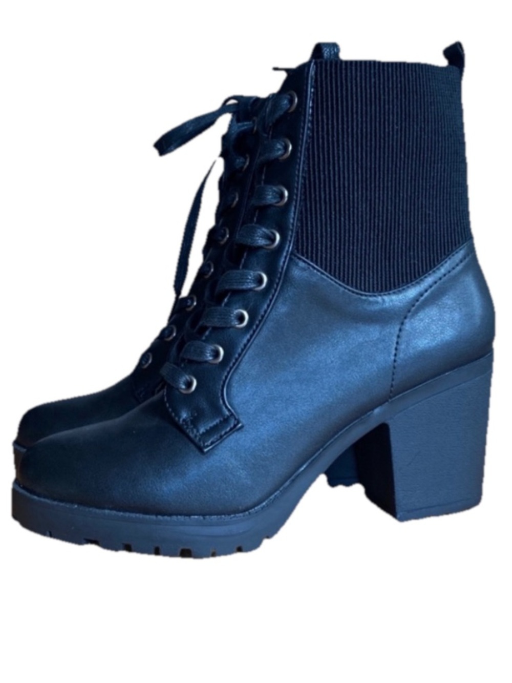Zigi Soho Black Lace Up Heeled Combat Boots 6.5 Goth Punk Edgy Chic